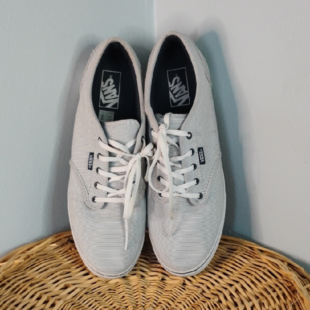 Vans Light Gray Canvas Shoes Women's Size 11 Lace Up Sneakers Casual Everyday - Picture 3 of 12